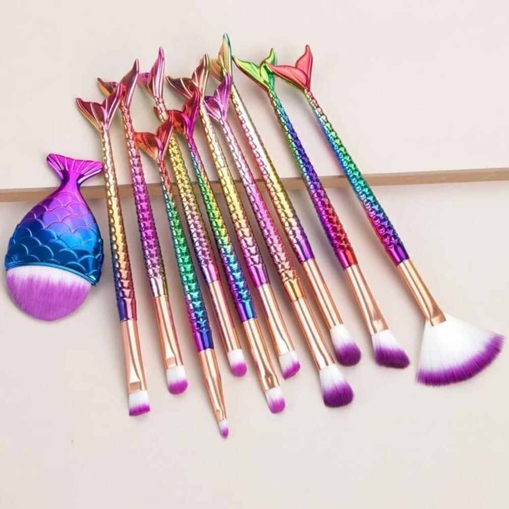 11pc Mermaid Makeup Brushes Set - Picture 2 of 8